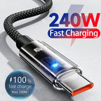 240W Nylon USB Type C Super Fast Charging Cable