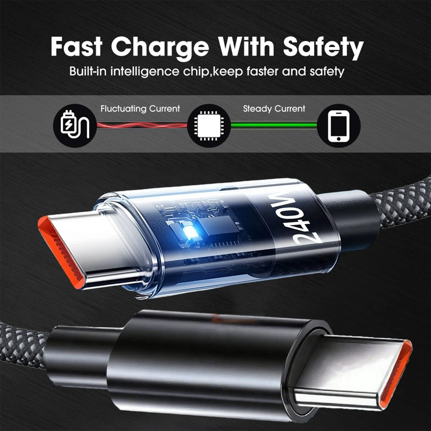 240W Nylon USB Type C Super Fast Charging Cable